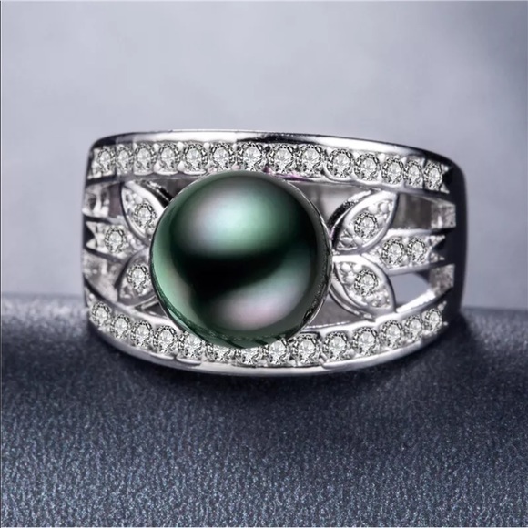 Black Tahitian Pearl 925 Silver Filigree Ring - Picture 5 of 8